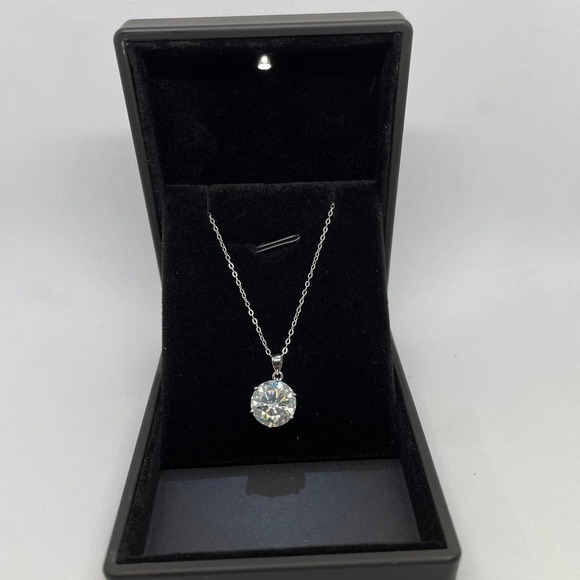 Moissanite Diamond Necklace Pendant Chain Solid 925 18K Brilliant 5 Carat - Picture 6 of 12